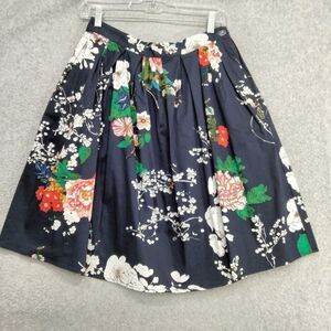 Grace Karin A-Line Skirt Womens Size M Navy Blue Floral Pleated Short Stretch